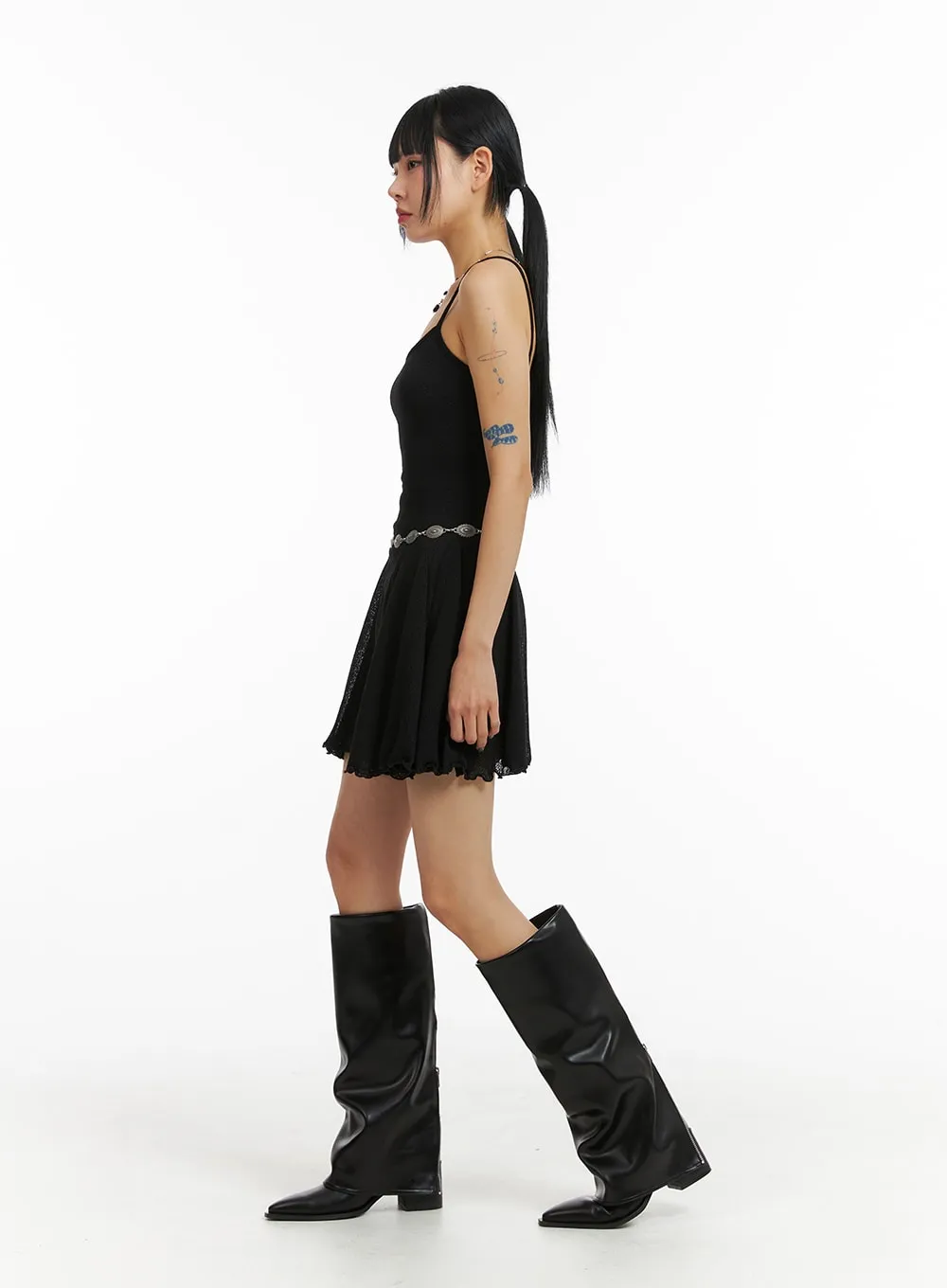 Back Zip-Up Faux Leather Boots CJ410