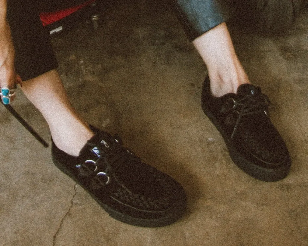 Black Velvet D-Ring Interlace Sneaker