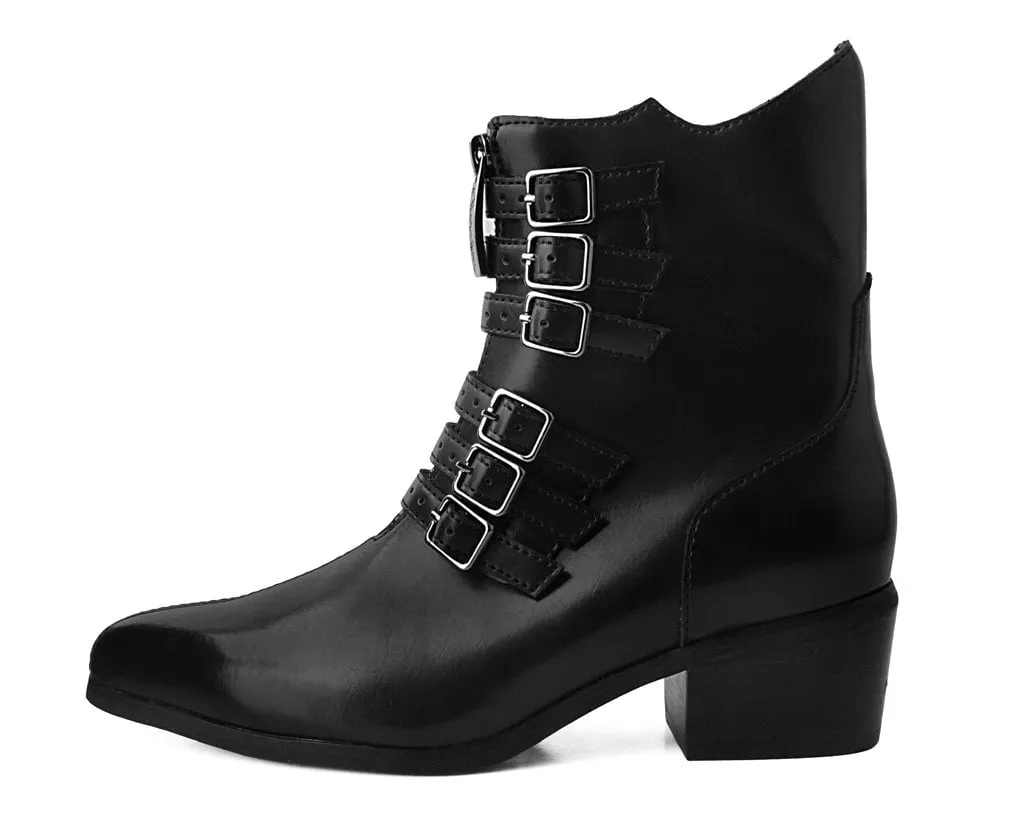 Black Victorian Anarchic 6-Buckle Pointed Boot