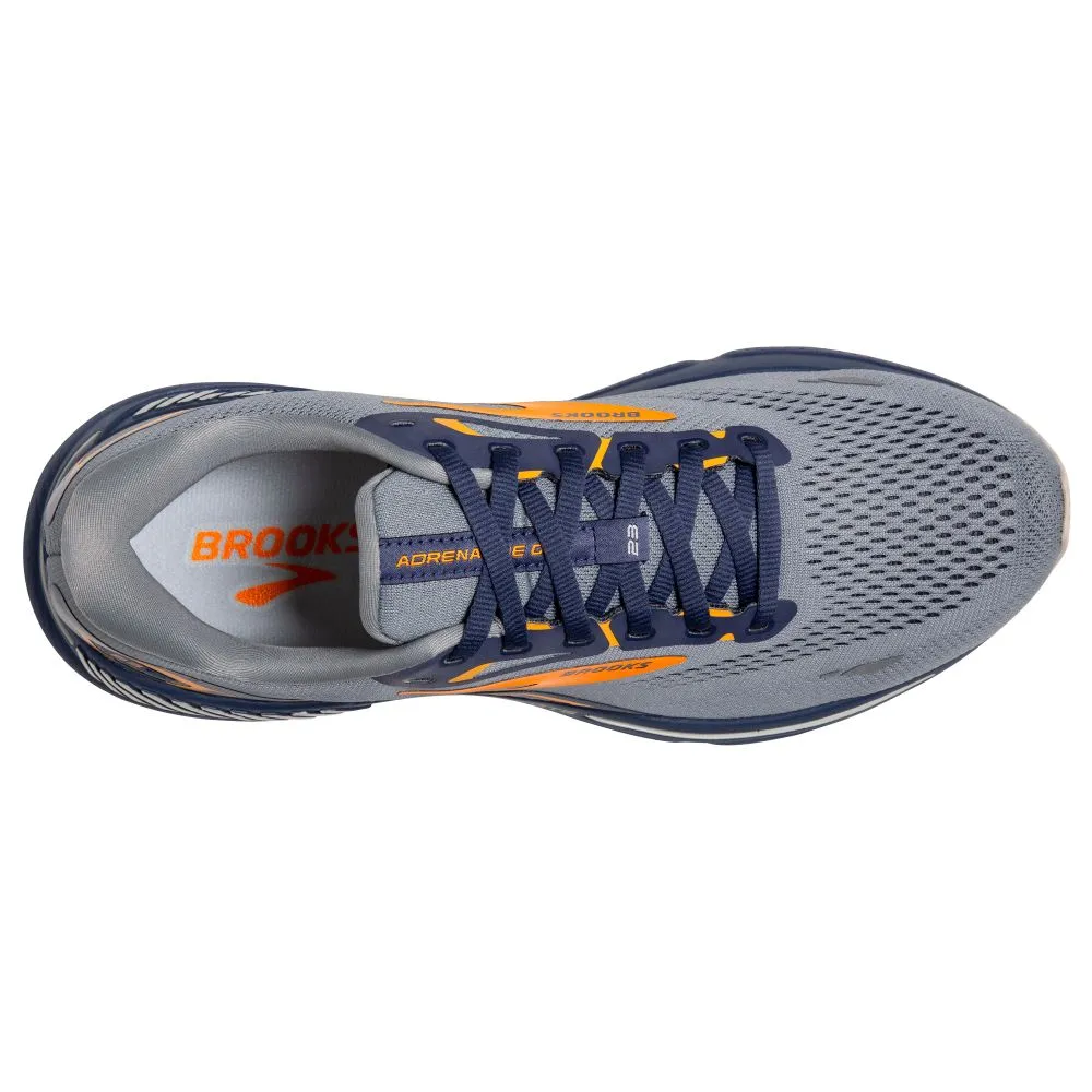 'Brooks' Men's Adrenaline GTS 23 - Grey / Crown Blue / Orange