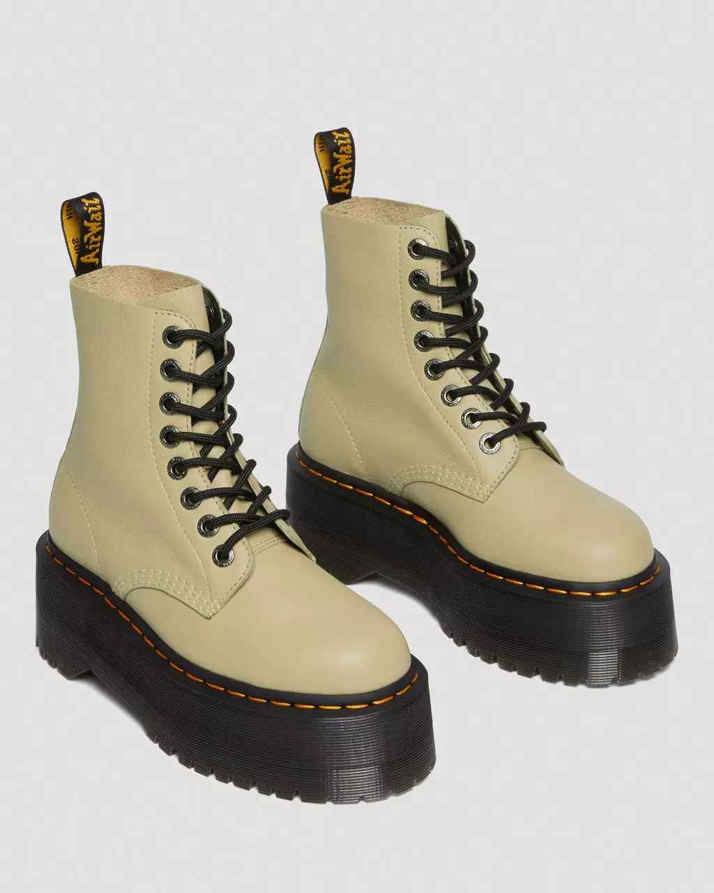 Doc Martens Women's 1460 PASCAL MAX LEATHER PLATFORM BOOTS (Pale Olive)