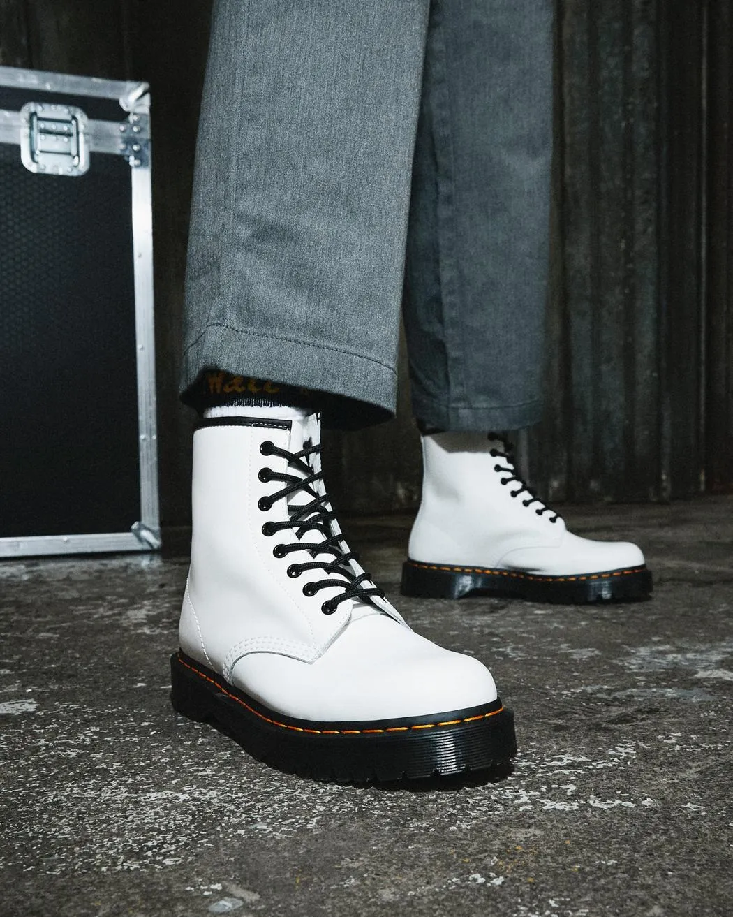 Dr Martens - 1460 Bex White Smooth Leather Platform Boots