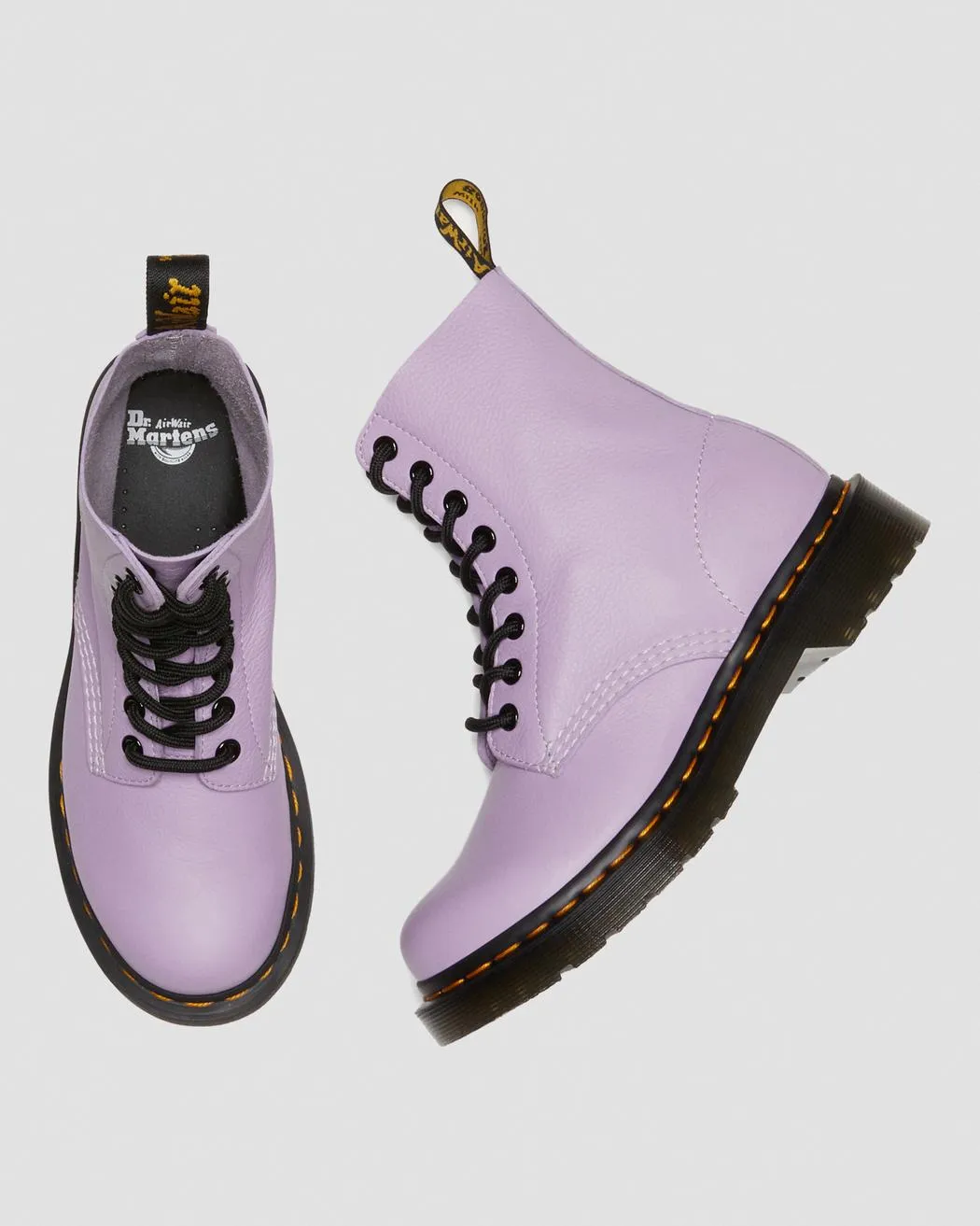 Dr Martens 1460 Women's PASCAL BLACK EYELET LACE UP BOOTS (Lilac Virginia)