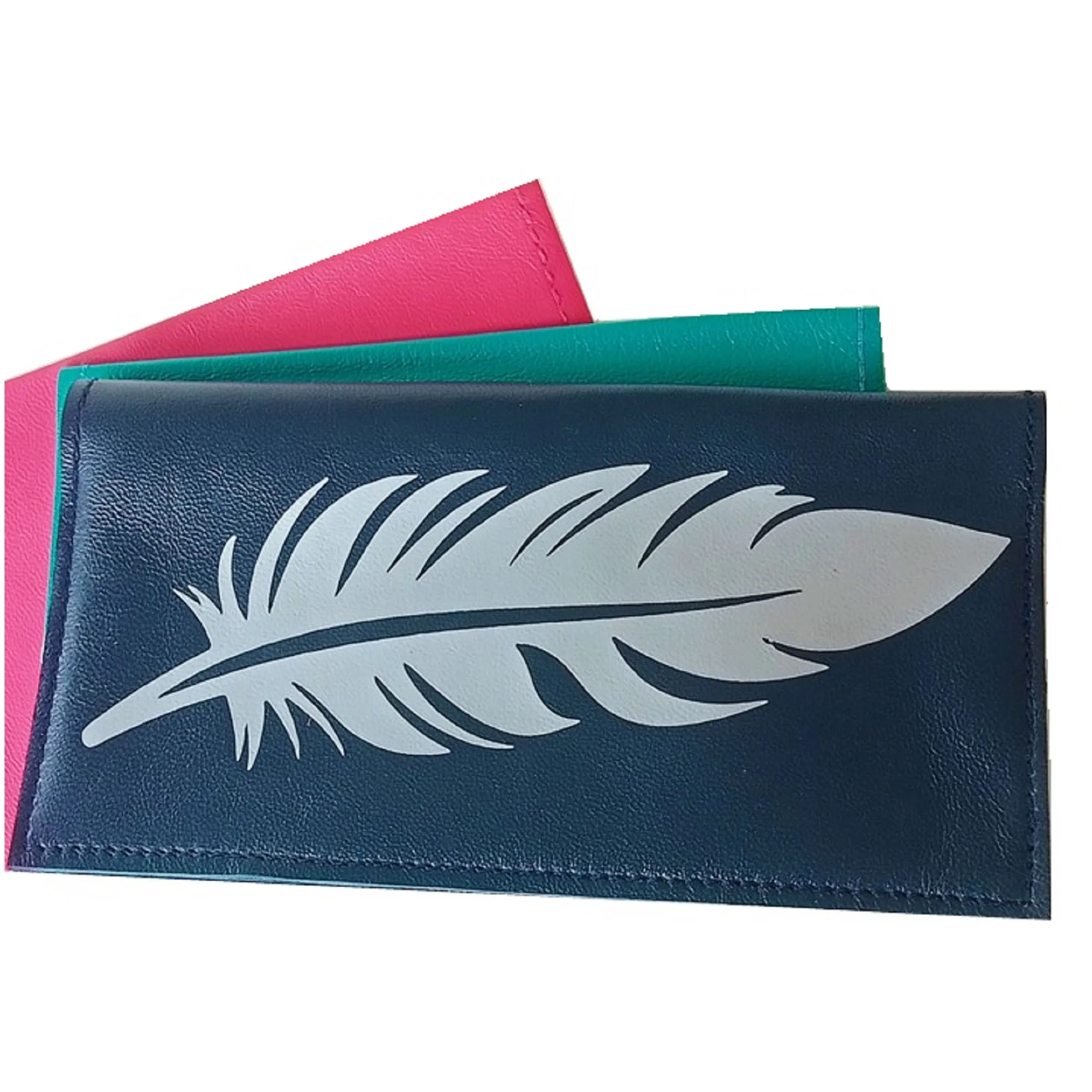 Feather Leather Checkbook Cover