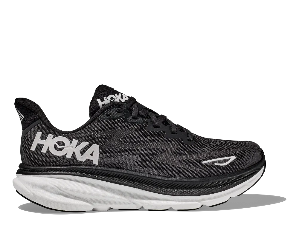 'Hoka' Men's Clifton 9 - Black / White