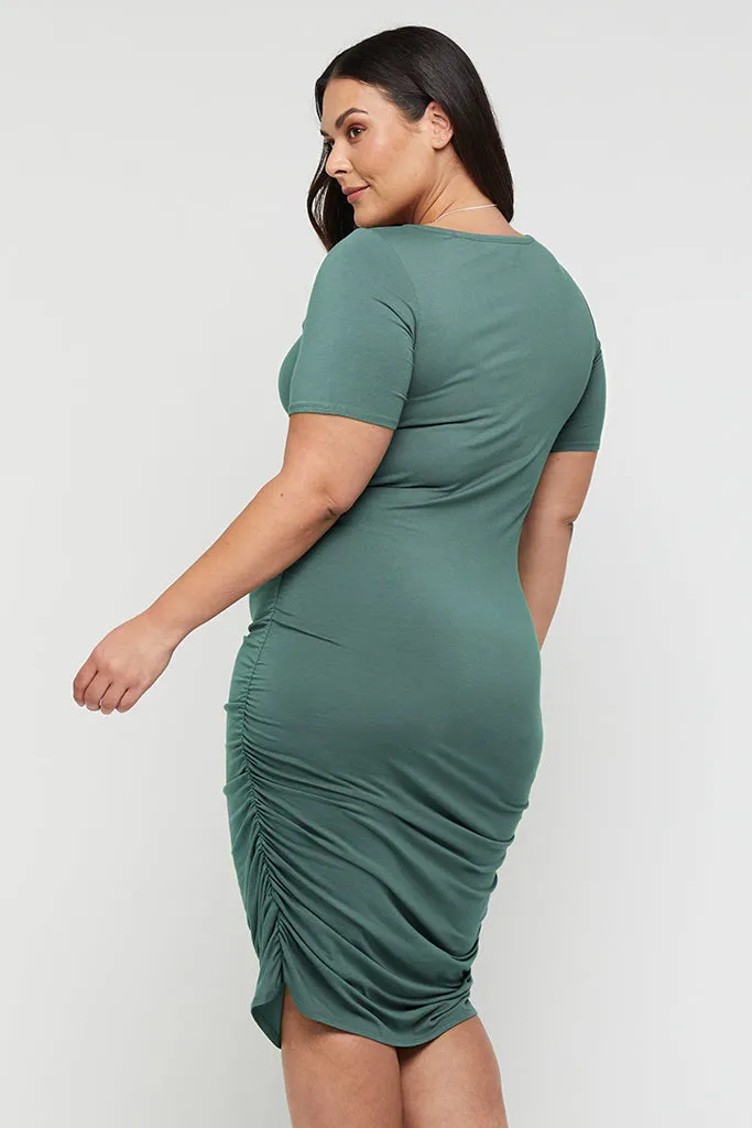 Jasper Ruched Dress - Silver Pine