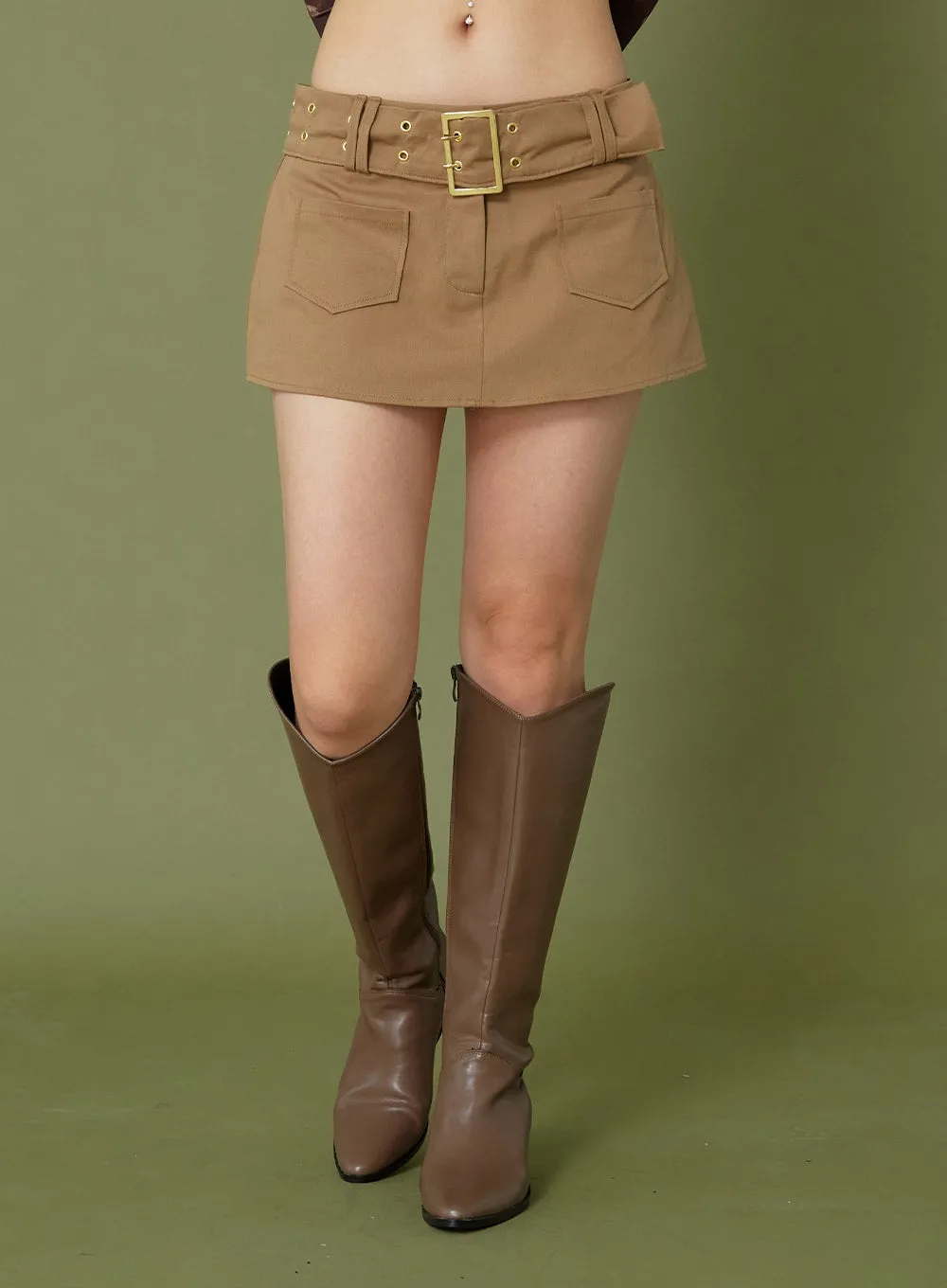 Low Rise Miniskirt With Belt CG09