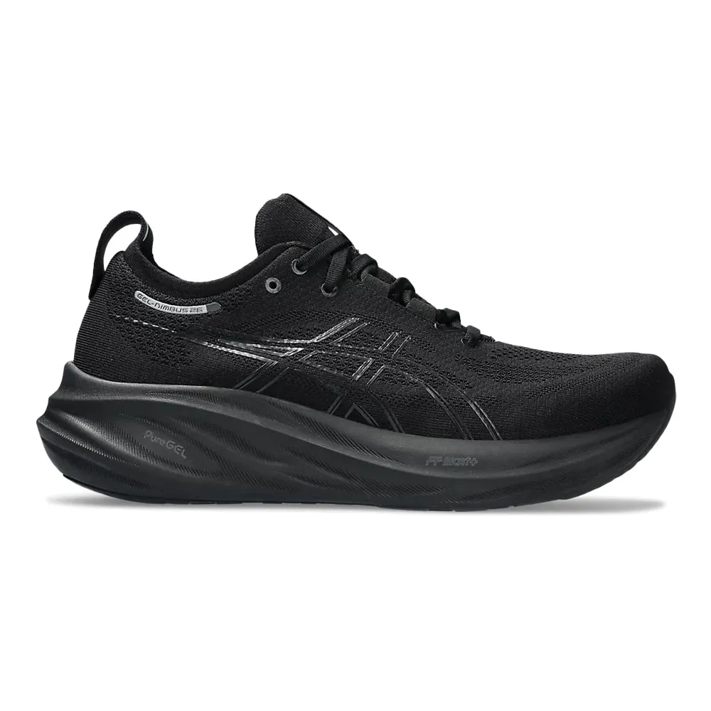 Men's Asics GEL-Nimbus 26, Black/Black, 9 2E Wide