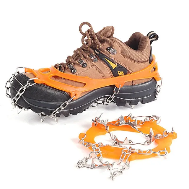 Metal Chain Crampons Traction Cleats Ice Snow Grips With 10 Spikes For Boots Climbing Hiking