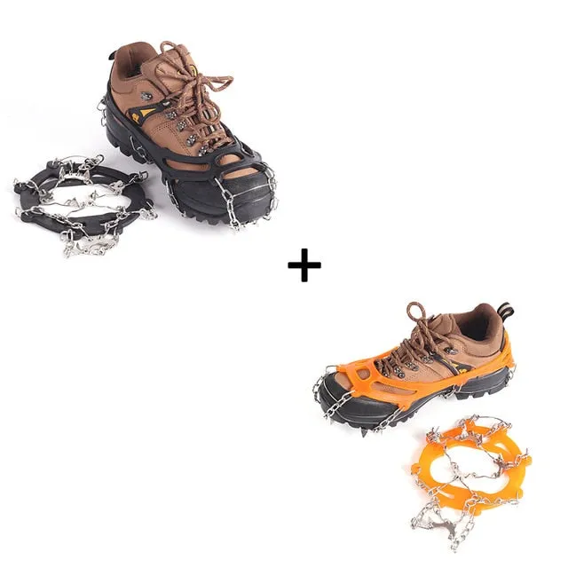 Metal Chain Crampons Traction Cleats Ice Snow Grips With 10 Spikes For Boots Climbing Hiking