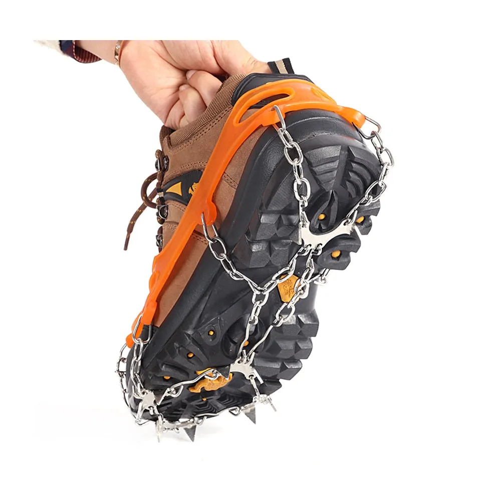 Metal Chain Crampons Traction Cleats Ice Snow Grips With 10 Spikes For Boots Climbing Hiking