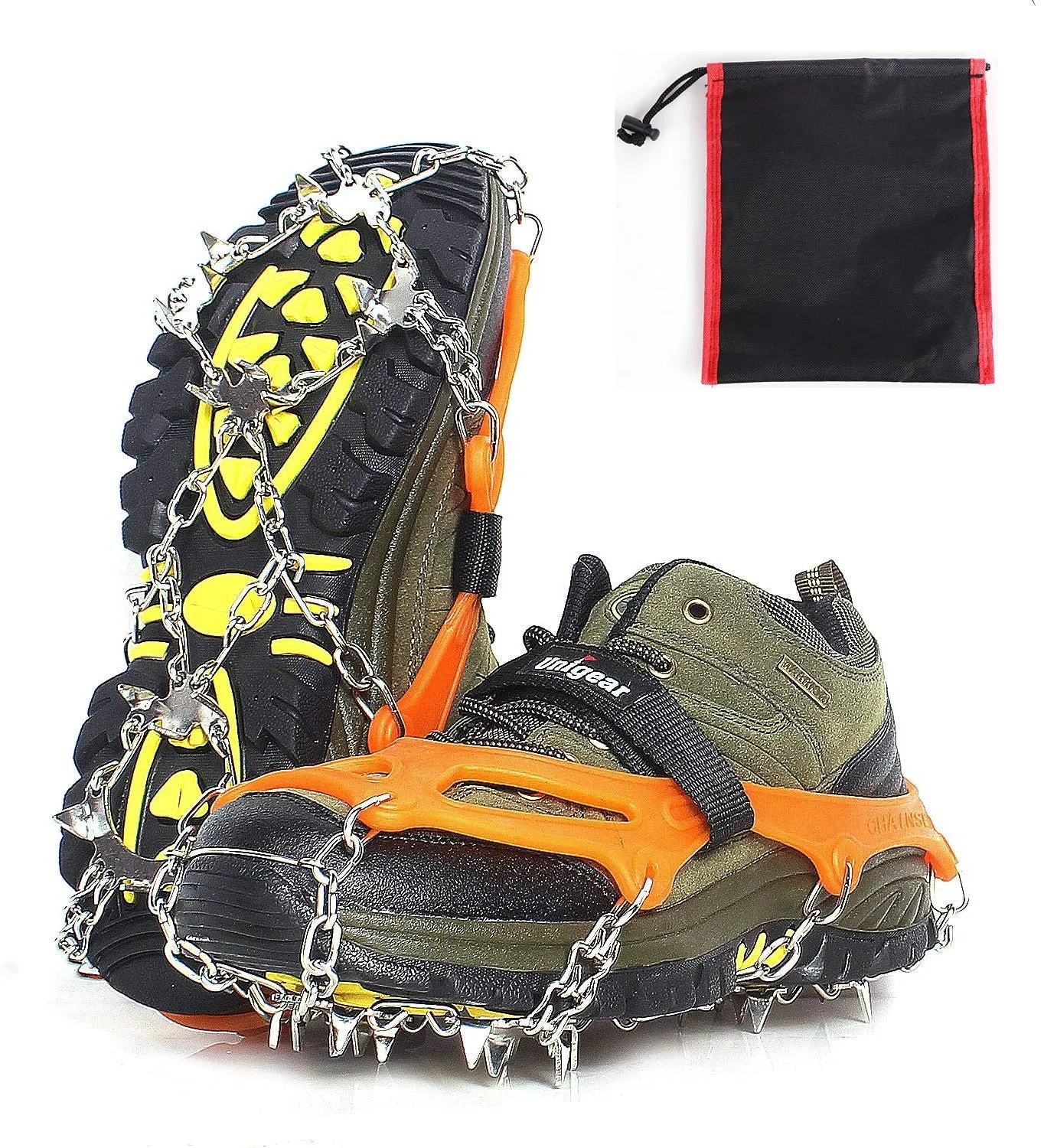 Metal Chain Crampons Traction Cleats Ice Snow Grips With 10 Spikes For Boots Climbing Hiking