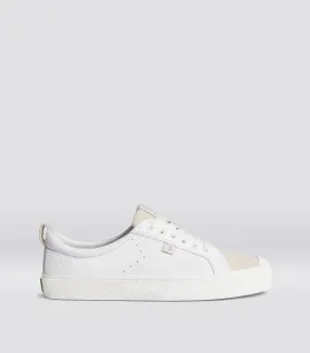 OCA Low White Premium Leather Vintage White Suede Sneaker Women