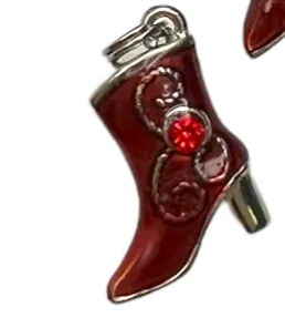 Red and Silver Hand-Painted Boot Earrings and Necklace: A Unique and Stylish Gift for the Western Lover in Your Life