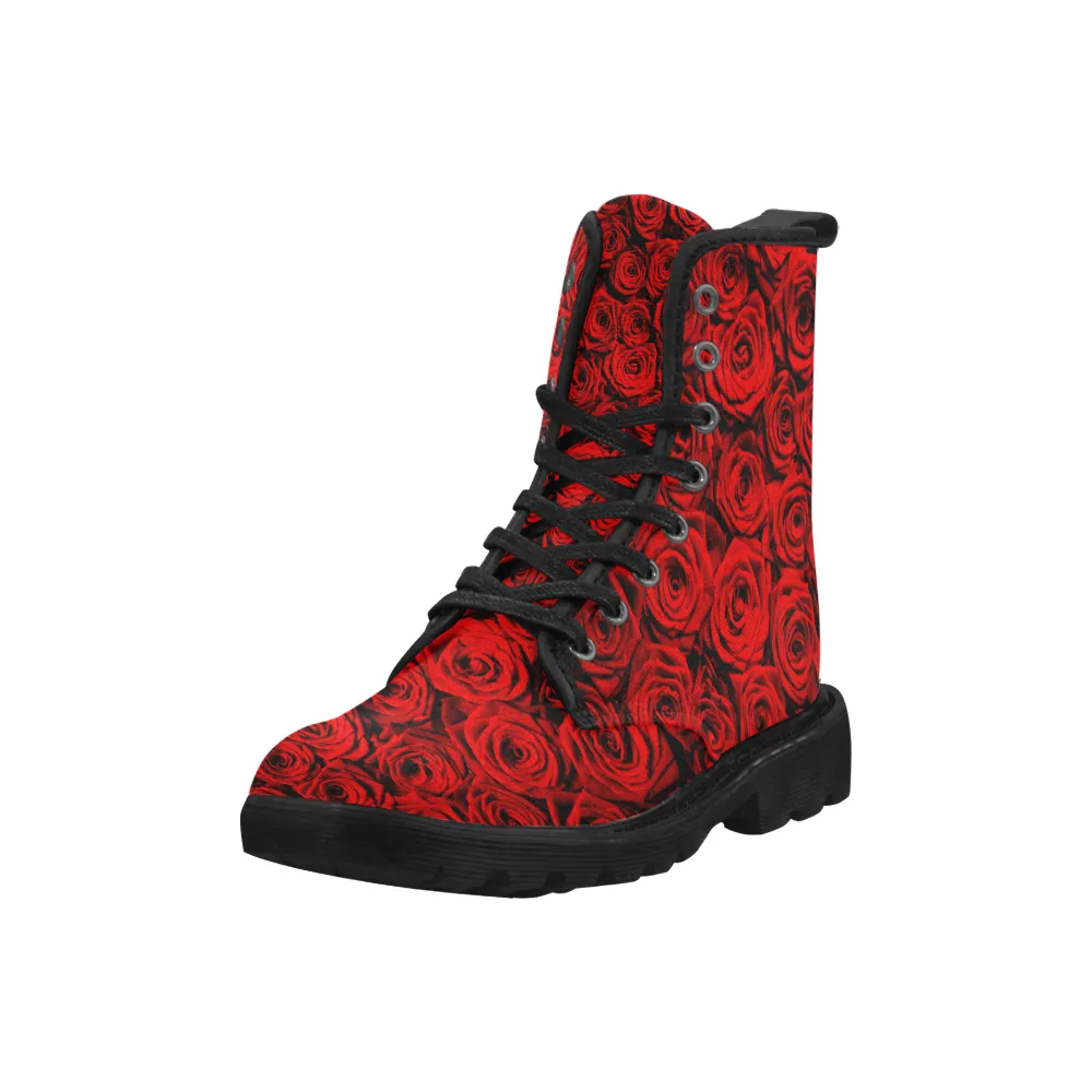 Red Roses Combat Boots