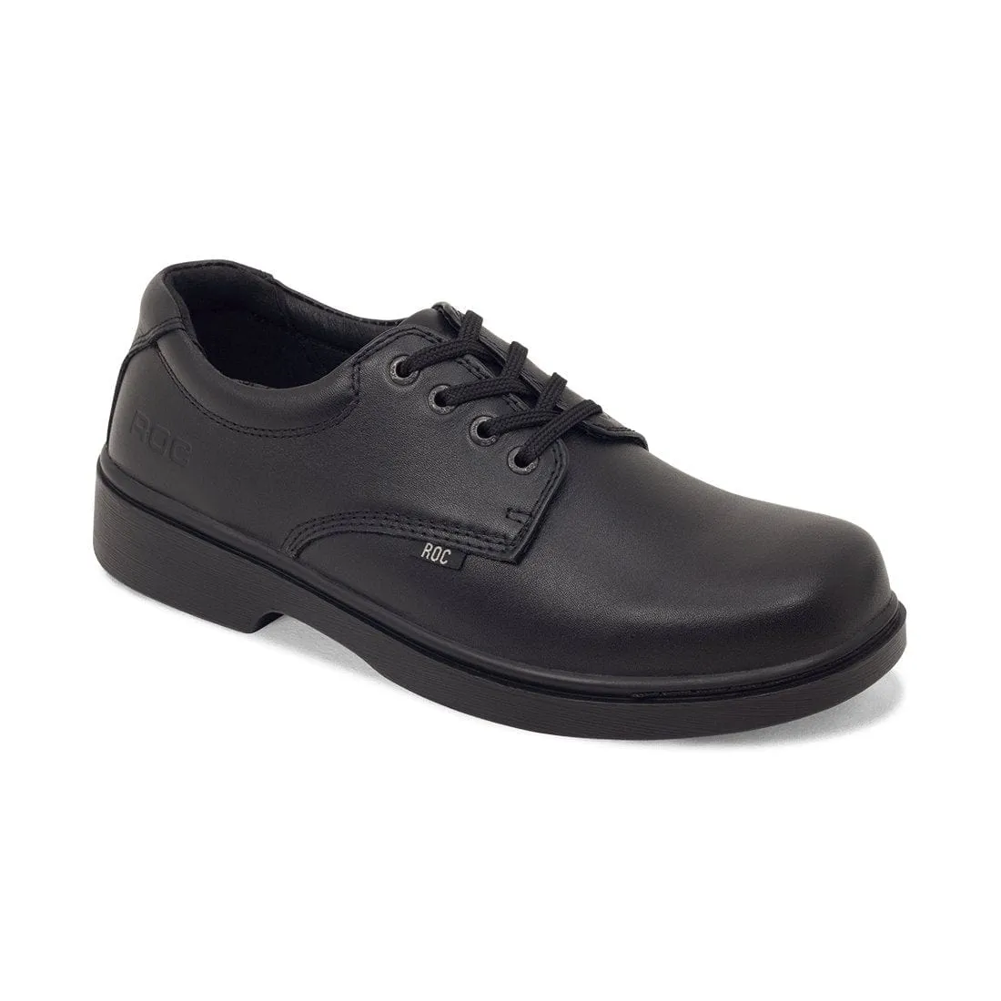 ROC UNISEX SENIOR STROBE TRIPLE BLACK LEATHER SCHOOL SHOE