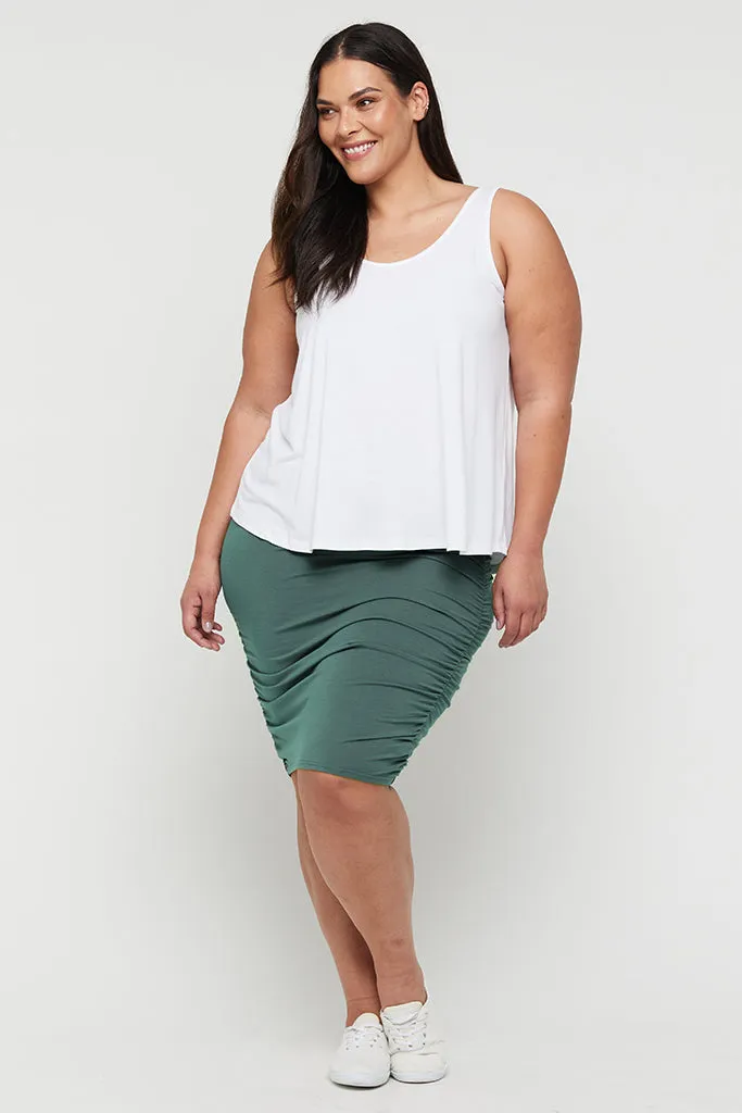 Ruched Bamboo Skirt - Silver Pine