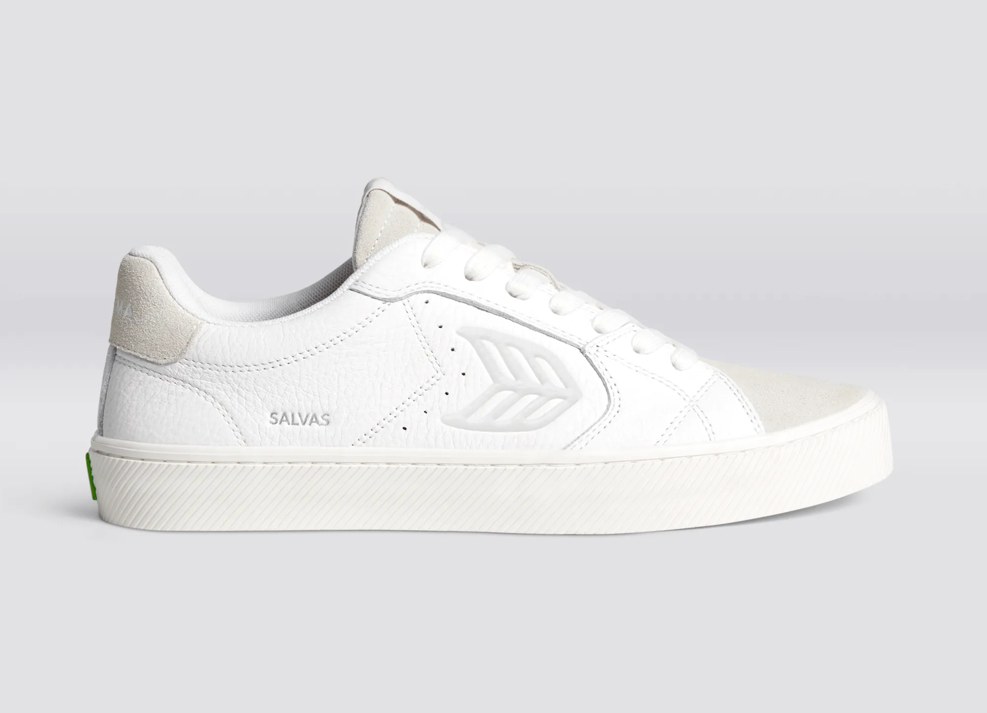 SALVAS White Premium Leather Vintage White Suede Ice Logo Sneaker Men