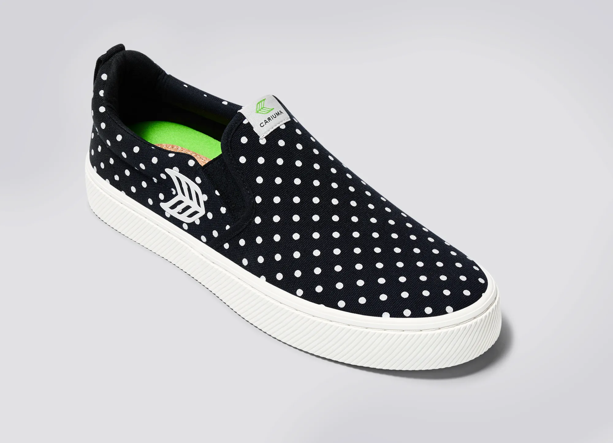 SLIP ON Black Canvas White Polka Dots Sneaker Men