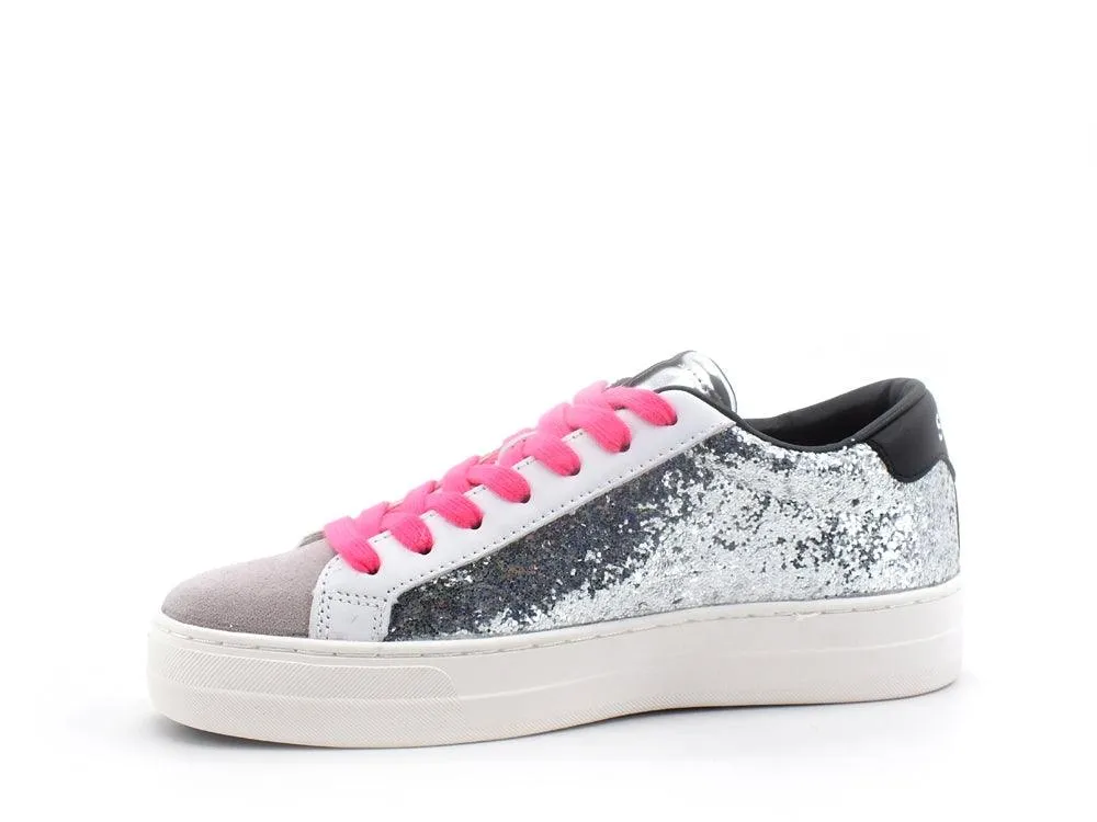 SUN68 Betty Sneaker Running Glitter Argento Z41238