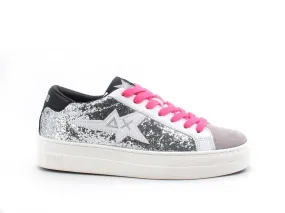 SUN68 Betty Sneaker Running Glitter Argento Z41238