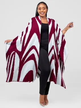 Vivo Reversible Printed Poncho - Burgundy / Frost Jito Print