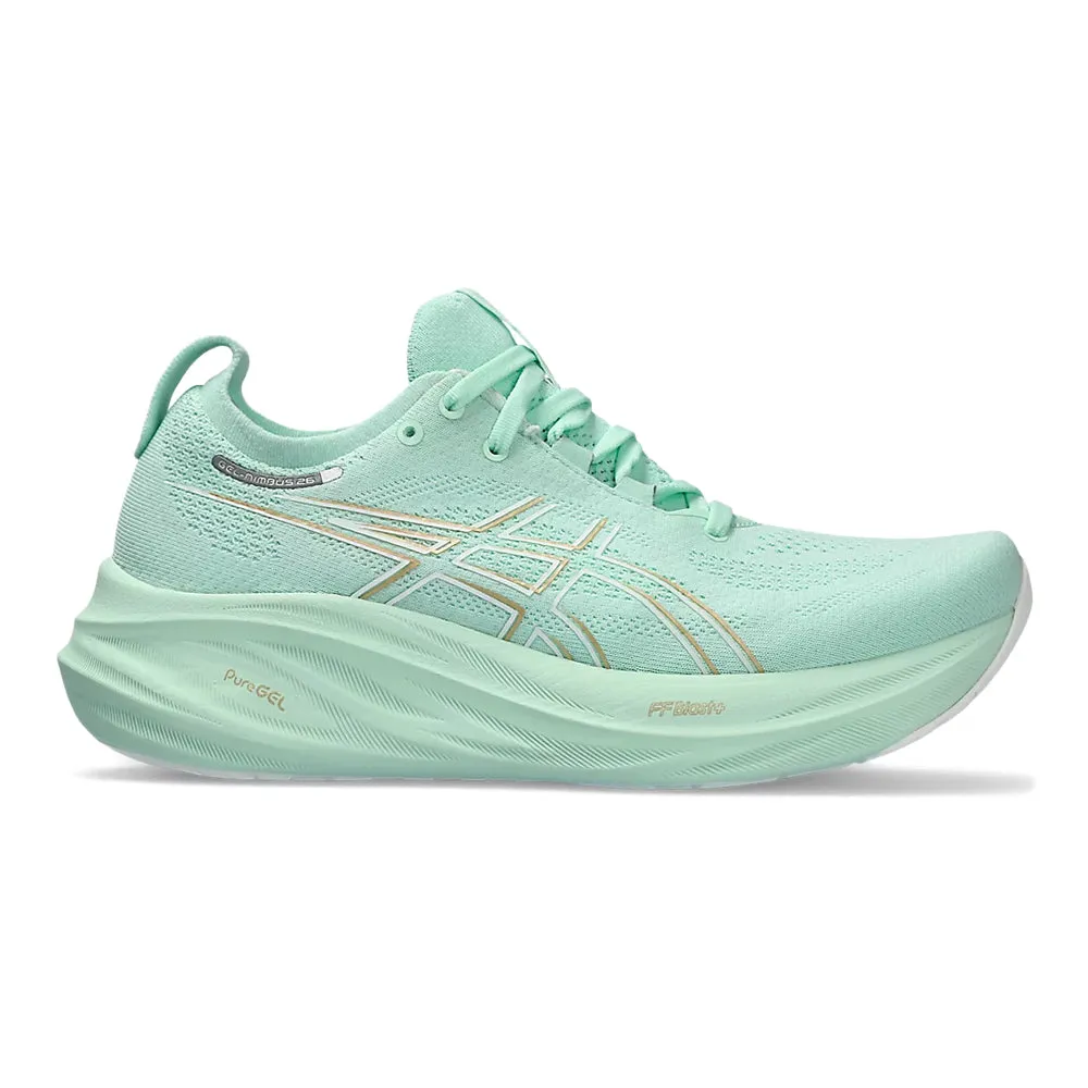 Women's Asics GEL-Nimbus 26, Mint Tint/Pale Mint, 9 D Wide