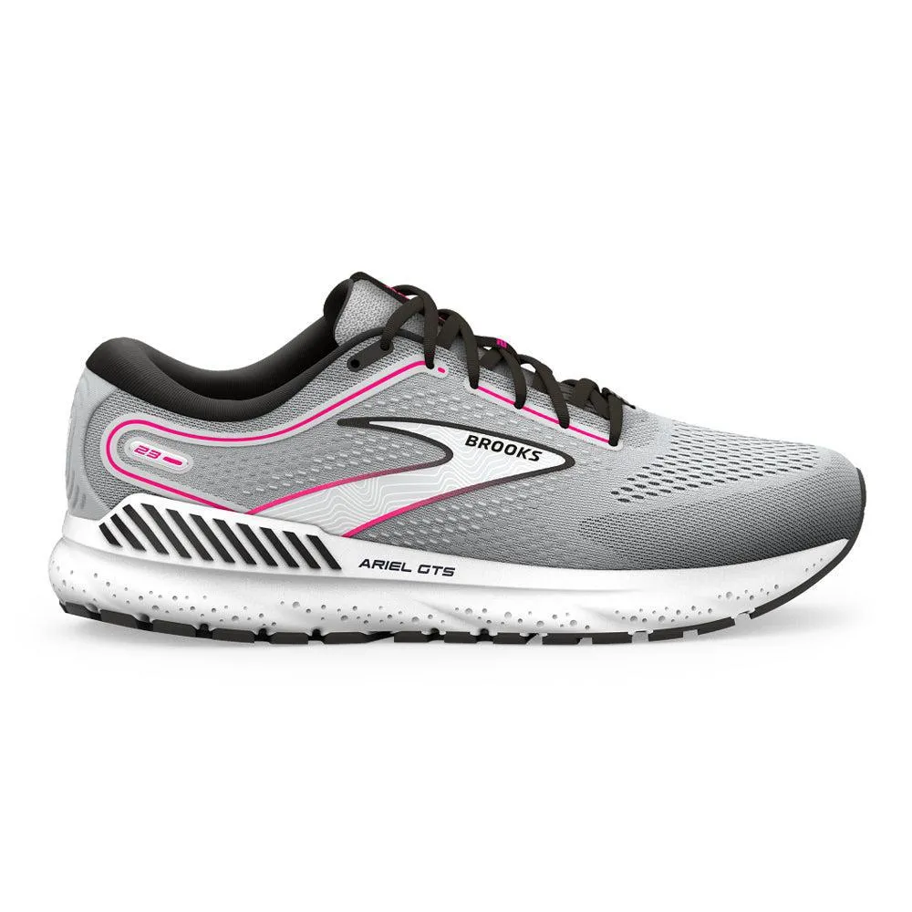 Women's Brooks Ariel GTS 23, Grey/Black/Pink, 10.5 B Medium