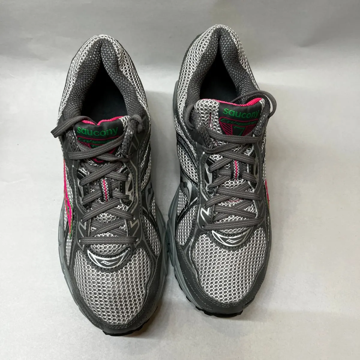 Women's Grid Cohesion TR7 Trail Running Grey/Green/Fuchsia Size 10M -Preowned