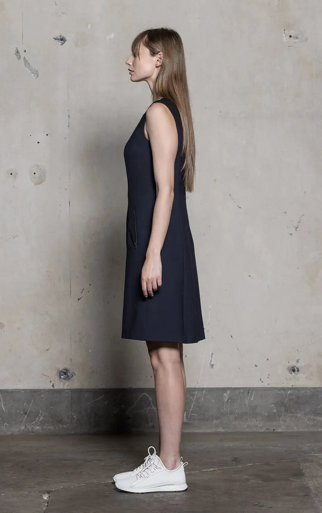 WOOL BLEND CONTRAST DRESS - CLEARANCE